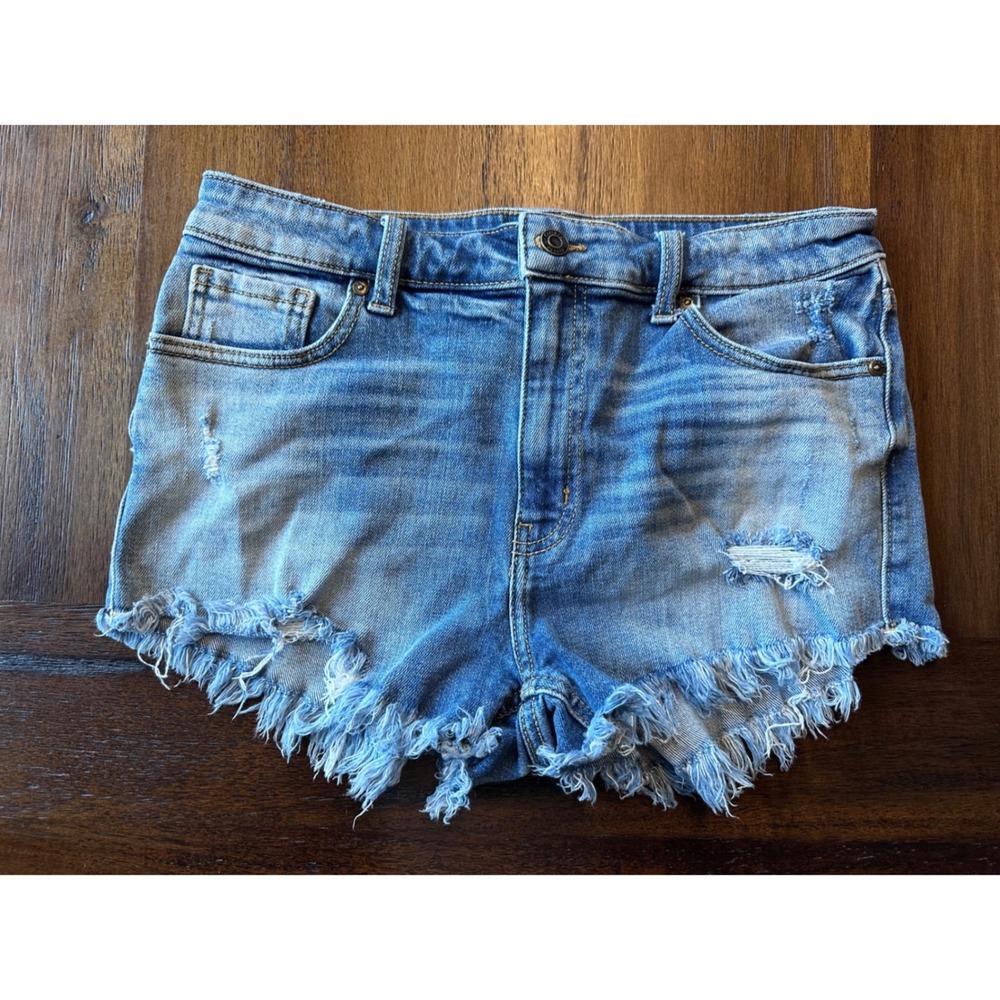 Oasis by Eunina Womens Distressed Denim Cut Off Shorts Medium Wash Blue Size M